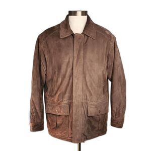 Cabela's Outfitter Series Brown Suede Leather Field Coat Size L Reg